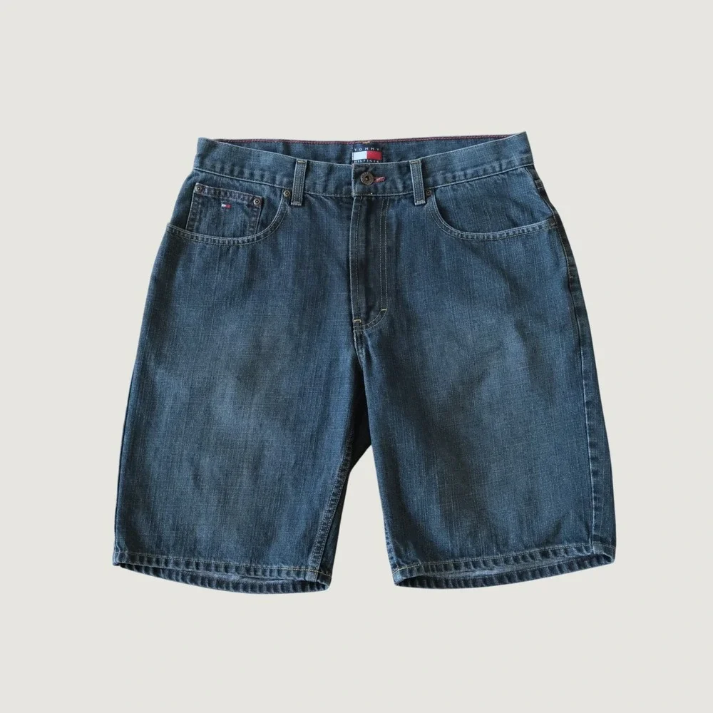 Tommy Hilfiger Denim Shorts Mens Blue Relaxed Vintage Streetwear 32 Baggy